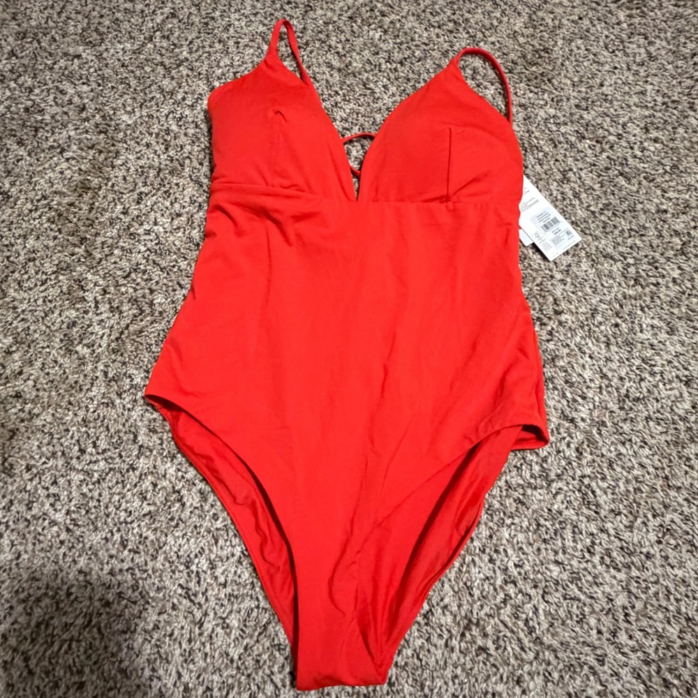 CALIA Womens Triangle Strappy Back One Piece Swimsuit Red Size 10 WSA15101 NEW